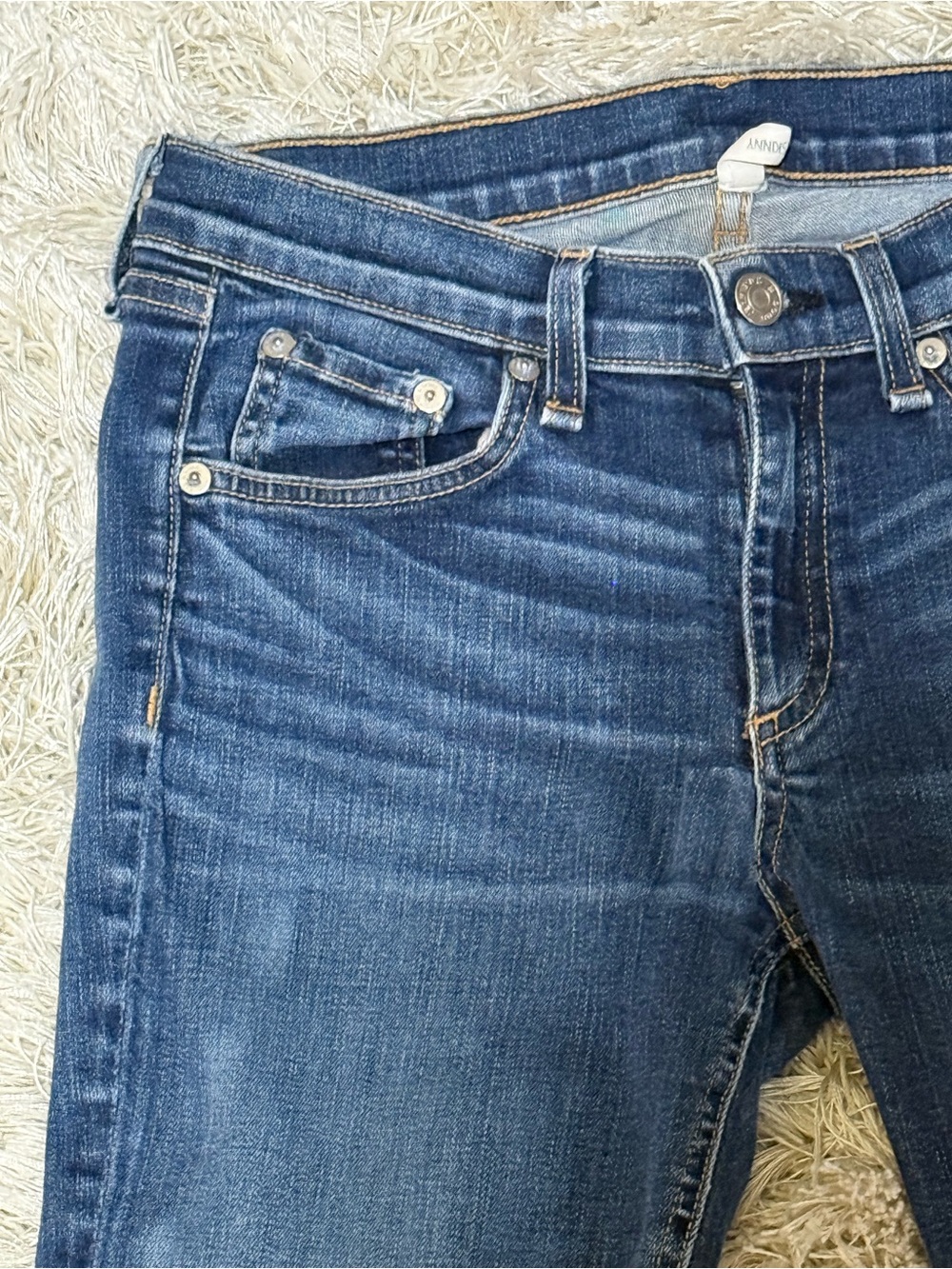 rag & bone JEAN Skinny Ankle Jeans 29 | Dark Wash Stretch Denim - Picture 5 of 12